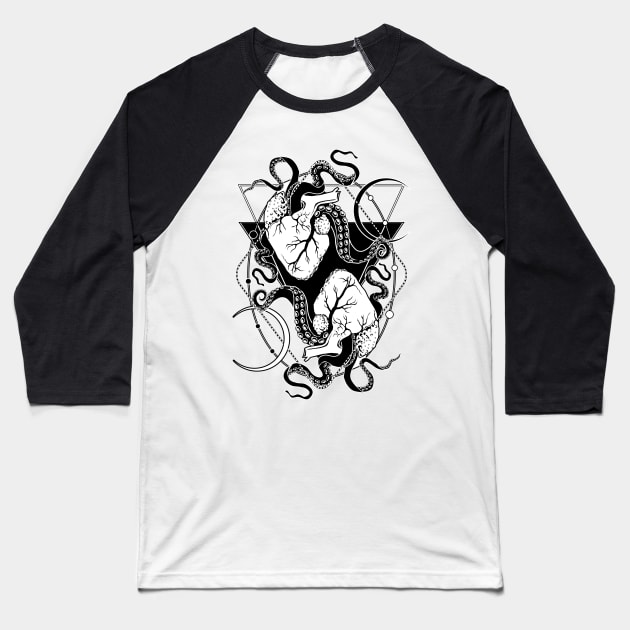 Monster tentacle hearts Baseball T-Shirt by Von Kowen